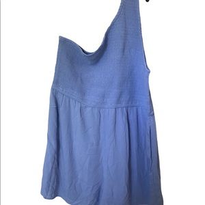 American Eagle Outfitters One Shoulder Romper Sz XL NWT Blue Smocking Trendy